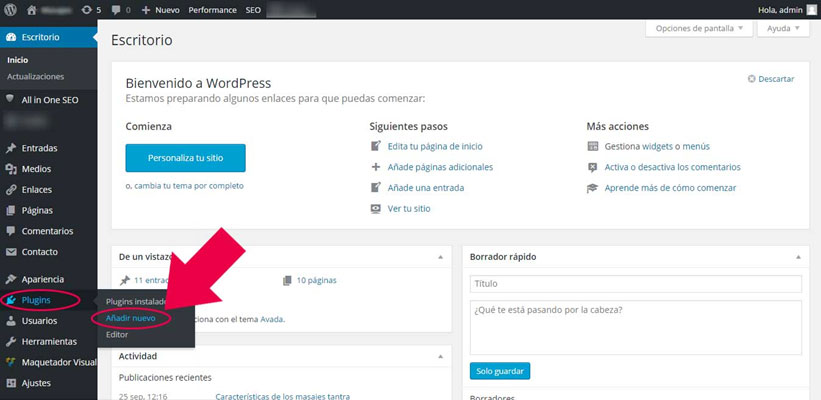 instalar plugins wordpress